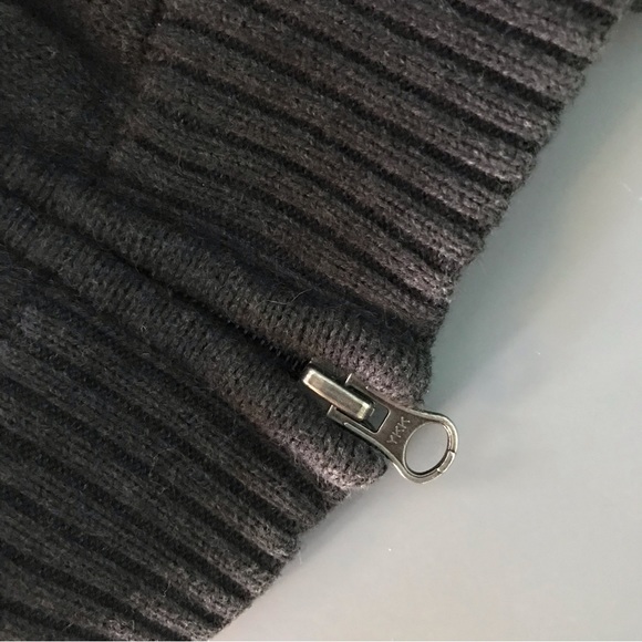 Eddie Bauer Zip Front Heavy Chunky Long Sleeve Sweater Cardigan L Grey Preppy - Picture 6 of 8